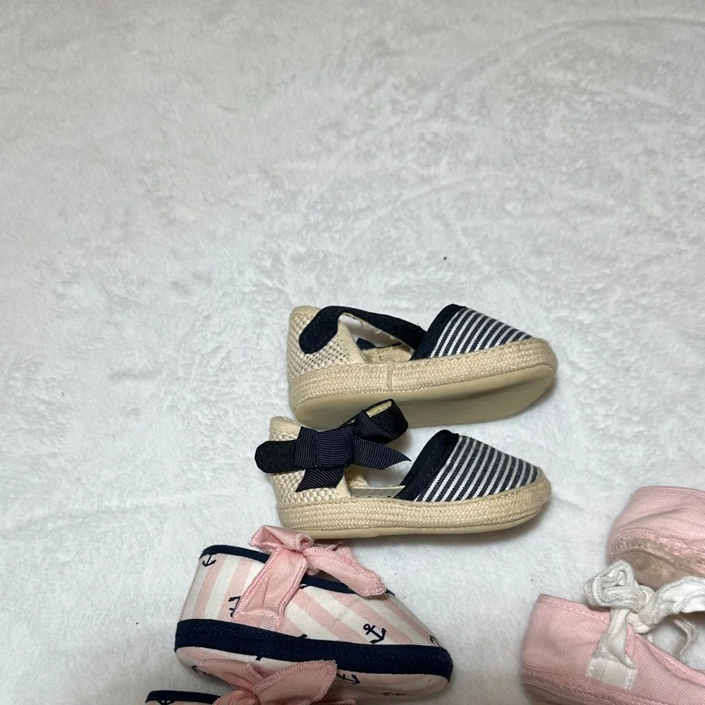Dondolo baby girls crib shoes navy and pink NB-0/3